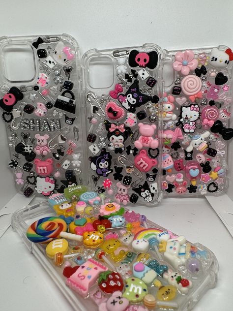 Custom kawaii inspired junk phone case made to your desire. All cases will look different🎀. If you do not see your iphone model in stock please message as we may be able to accommodate for you🌸 Junk Iphone Case, Junk Cases Iphone, Junk Phone Case Ideas, Junk Case Ideas, Baddie Phone Cases, Junk Phone Case, Junky Cases, Junk Case, Custom Made Phone Cases