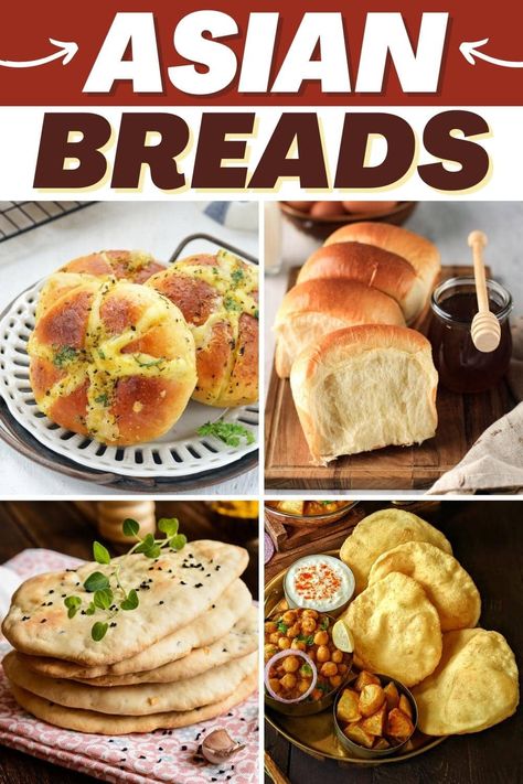 Try these Asian breads for treats the family will love! From steamed buns to naan to milk bread, each one is definitely worth trying! Asian Milk Bread, Japanese Buns Recipe, Asian Bread Recipes, Thai Bread, Korean Rolls, Asian Biscuits, Korean Bread Recipe, Chinese Bread Recipe, Asian Bread Recipe