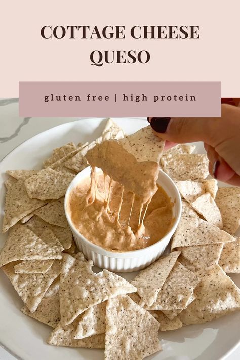 High Protein Cottage Cheese Queso (Gluten Free) - Calla's Clean Eats Healthy Queso Dip, Healthy Queso, Cottage Cheese Queso, Cottage Cheese Yogurt, Protein Cottage Cheese, Cottage Cheese Recipes Healthy, Mild Taco Seasoning, Caveman Diet Recipes, Gluten Free High Protein