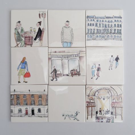 Helen Beard, Hand Painted Tiles, Beakers, Clay Tiles, Ceramics Pottery Art, Diy Pottery, Art Clay, Stoke On Trent, London Life