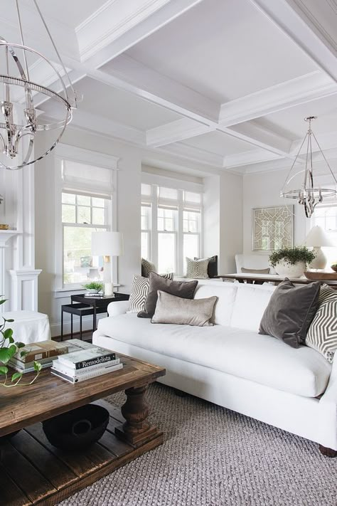 2019 New Year Home Tour - Home Bunch Interior Design Ideas Benjamin Moore Paint Colors, White Sectional, Home Bunch, Benjamin Moore Paint, Classic Home Decor, Paint Color Ideas, Ceiling Ideas, Style Deco, Coffered Ceiling