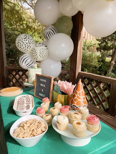 Young, Wild and Three Birthday Party - traditionallycozy.com Wild And Three Birthday Boy, Wild And Three Birthday Girl, Wild And Three Birthday Party, Third Birthday Party Ideas, Three Birthday Party, Twins 3rd Birthday, Young Wild And Three Birthday, Three Birthday, Third Birthday Girl