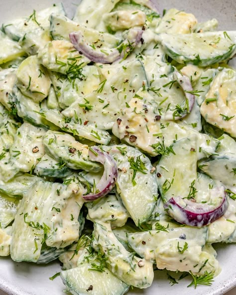 Quick & Easy Cucumber Avocado Salad to Shed Water Weight & Inflammation! | Clean Food Crush Cucumber Avocado Salad, Avocado Dessert, Avocado Salad Recipes, Cucumber Avocado, Clean Food Crush, Food Crush, Quick Lunch, Diet Vegetarian, Clean Food