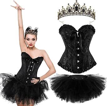 Funnysoft Halloween Black Ballet Costume for Woman Lace Up Boned Overbust Corset Tutu Skirt Crystal Crown Black Feathers Ballet Costume, Crown Black, Black Ballet, Overbust Corset, Ballet Costumes, Crystal Crown, Halloween Black, Black Feathers, Tutu Skirt