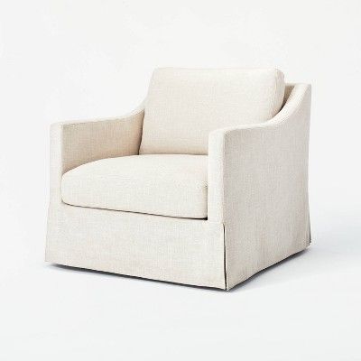 Vivian Park Upholstered Swivel Chair Cream - Threshold™ Designed With Studio Mcgee : Target Shea Mcgee, Arm Chair Styles, Upholstered Swivel Chairs, Comfy Seating, Colorful Chairs, Studio Mcgee, Beautiful Chair, Upholstered Fabric, Swivel Chair