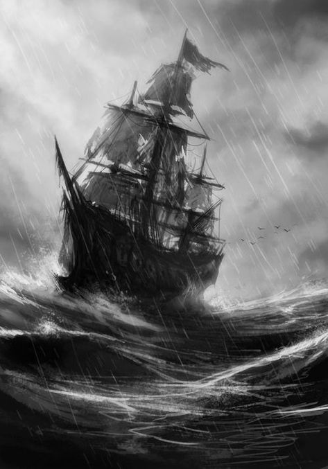 Navi A Vela, Sea Storm, Old Sailing Ships, Flying Dutchman, Pirate Art, Ship Tattoo, Ghost Ship, Sailing Vessel, Black Sails