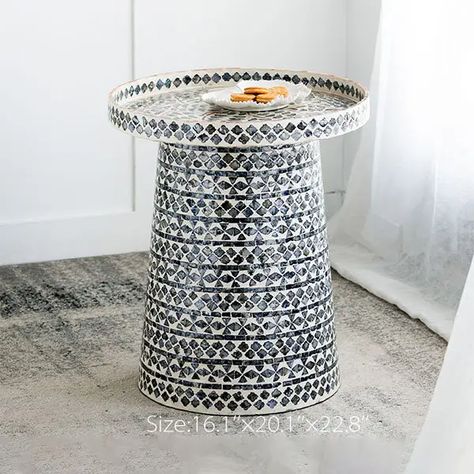 Mother Of Pearl Side Table, Mother Of Pearl Table, Side Table For Living Room, Luxury Coffee, Luxury Coffee Table, Side Table Decor, Mother Of Pearl Inlay, Table For Living Room, Pearl Inlay