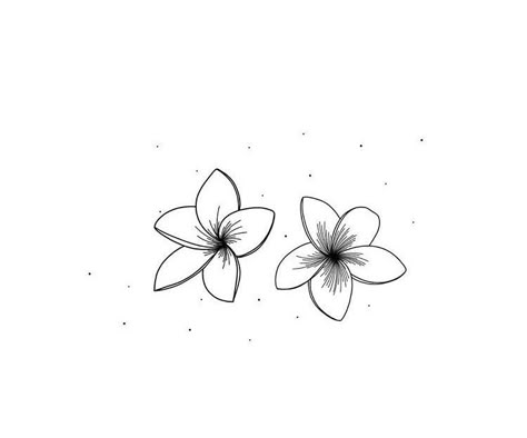 2 Flower Tattoo Design, Fragipanni Flower Tattoo, Hawaii Flower Tattoo Plumeria, Tiare Flower Tattoo, Frangipani Tattoo Fine Line, Fine Line Frangipani Tattoo, Frangipani Tattoo Designs, Frangipani Nails, Bali Flower Tattoo