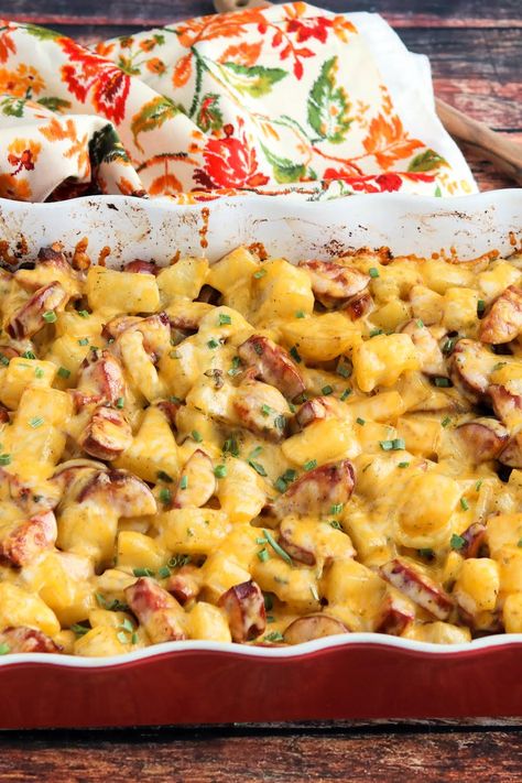 Crazy Recipes, Cheesy Kielbasa, Southern Style Cooking, Kielbasa And Potatoes, Sausage Egg Casserole, Chicken Spaghetti Casserole, Potato Bake, Chicken Broccoli Casserole, Just A Pinch Recipes