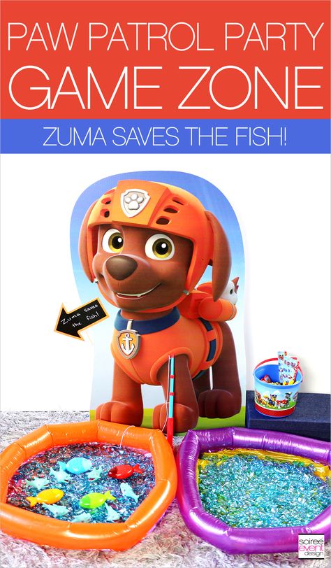 Paw Patrol Party Games!  DIY Zumba Saves the Fish Party Game! | Paw Patrol Party Ideas Your Kids Will LOVE! | http://soiree-eventdesign.com Paw Patrol Party Games, Paw Patrol Party Ideas, Paw Patrol Games, Paw Patrol Hat, Paw Patrol Birthday Theme, Fishing Birthday Party, Boy Party Favors, Patrol Party, Paw Patrol Birthday Party