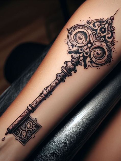 Vintage Key Tattoos, Lock And Key Tattoos, Antique Key Tattoos, Vintage Lock And Key, Hand Tattoos Ideas, Skeleton Key Tattoo, Key Tattoo Designs, Key Tattoos, Tattoo Concepts