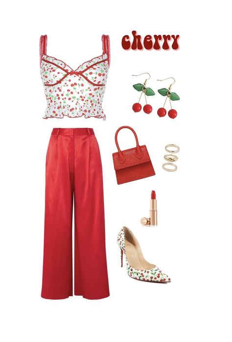 Harry Style Cherry Inspired Outfit for Love On Tour concert outfit #harrystylesaesthetic #loveontour #concert #outfits #music #aesthetic #ootd #outfitinspiration #1d #cherry #fashion Fine Line Outfit Ideas, Harry Styles Love On Tour Outfits Ideas, Fine Line Outfits, Fine Line Outfit, Harry Inspired Outfits, Cherry Inspired Outfit, Harry Styles Outfit Ideas, Hslot Fits, Harry Styles Cherry