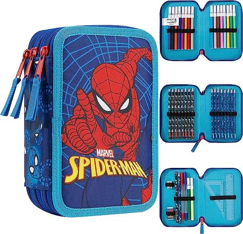 Spiderman And Avengers, Boys Pencil Case, Kids Pencil Case, Avengers Theme, Spiderman Gifts, Hb Pencil, Large Pencil Case, Christmas Presents For Kids, Marvel Coloring