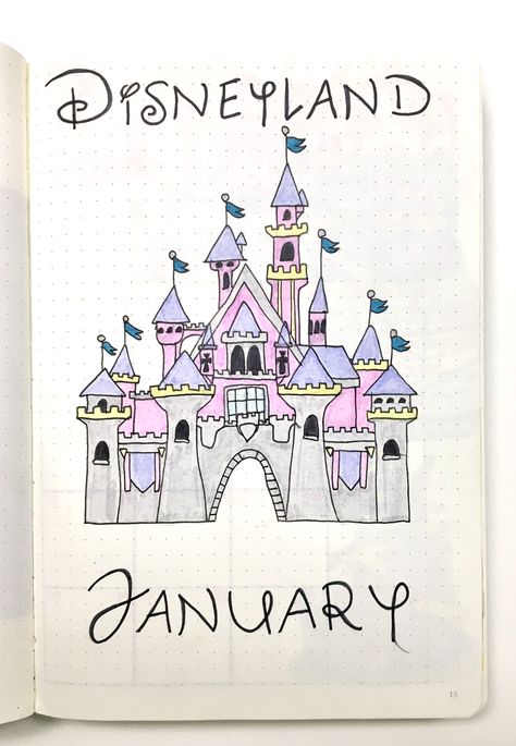 Disney Journal, Disney Princess Journal Ideas, Disney Diary Journal Ideas, Disney Castle Drawing, Disneyland Planner, Disney Bullet Journal, Disney Canvas Paintings, Castle Drawing, Disney Canvas Art