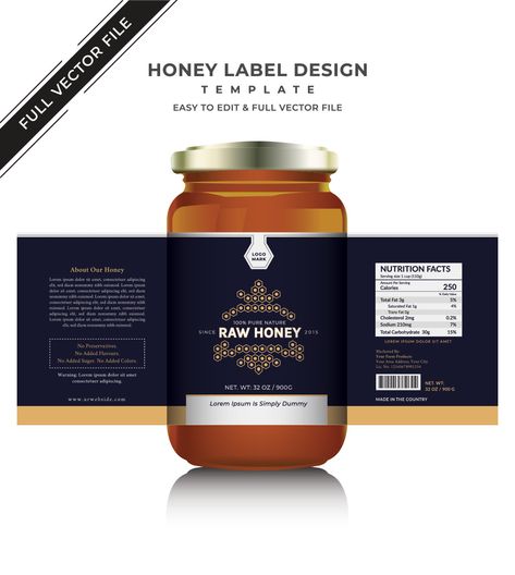 Jar Template, Honey Label Design, Honey Jar Labels, Logo Bee, Honey Logo, Honey Label, Label Packaging, Product Branding, Honey Packaging