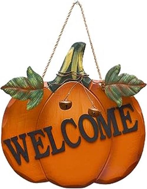 Pumpkin Welcome Sign, Fall Front Door Decor, Welcome Wood Sign, Welcome Signs Front Door, Door Hanging Decorations, Pumpkin Harvest, Welcome Door Signs, Wooden Welcome Signs, Harvest Thanksgiving