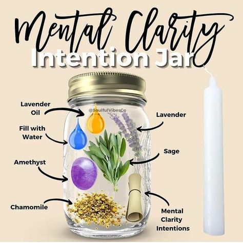 @mysticwitchofthemoon on Instagram: “Mental clarity spell jar by @soulfulvibesco rosemary can substitute any herb . . #witchy #witchesofinstagram #wiccansofinstagram #witchlife…” Concentration Spell Jar, Mental Clarity Spell Jar, Hex Jar Spell, Clarity Spell Jar, Intuition Spell Jar, Clarity Spell, Intention Jars, Types Of Witches, Wicca Recipes