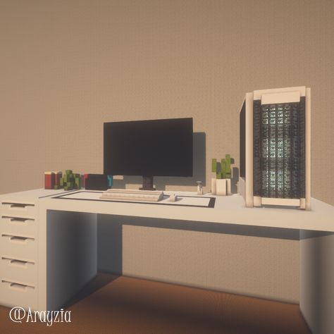 Inspo for Minecraft, Gaming, Building, Computer, PC, Desk Minecraft Computer, Pc Desk, Pc Setup, My Desk, Minecraft, Gaming, Computer, Desk, Building