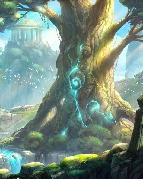 God Of Nature Fantasy Art, World Tree Fantasy Art, Fantasy Biomes, Fairies Movie, Fantasy Tree, Forest Elf, Fiction Idea, Magic Aesthetic, Fantasy Forest