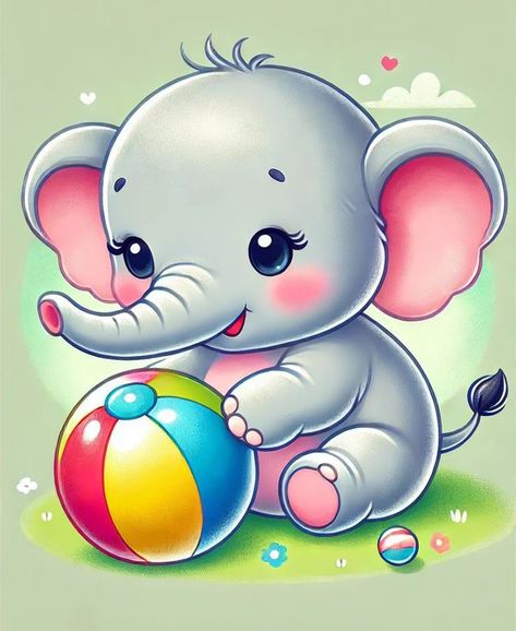 Elephant Drawing For Kids, Cartoon Animals Cute, Animal Clipart Free, Baby Elephant Drawing, Elephant Coloring Page, Mouse Illustration, Baby Art Projects, Elephant Drawing