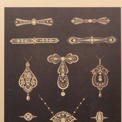 Vintage 1930's German jewelry design catalogue page poster "Schmuck-Allerlei" Bead Size Chart, German Jewelry, Jewelry Template, Flower Seeds Packets, Glass Bangles, Glass Flowers, Glass Buttons, Antique Glass, History Design