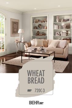 The perfect neutral paint color can make any room feel large and open. Just take this living room, for example. Behr Paint in Wheat Bread is the perfect complement for this traditional space, drawing in natural light and adding clean, classic style. Click below for full color details to learn more. Perfect Neutral Paint Color, Behr Colors, Color Of The Month, Behr Paint Colors, Neutral Paint Color, Behr Paint, Neutral Paint, Crisp Air, Room Paint Colors