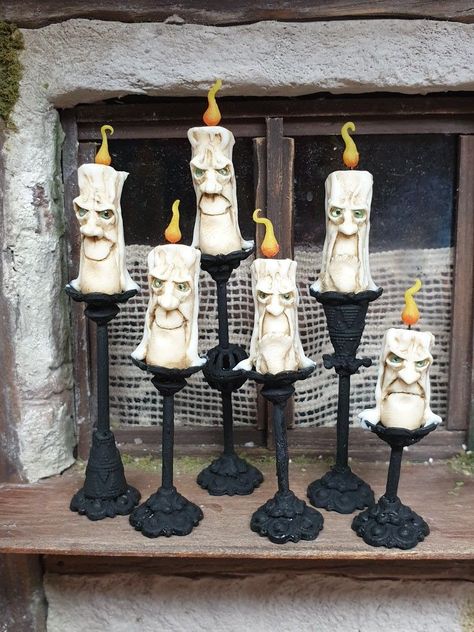 Decoration Vitrine, Ghost Candles, Halloween Clay, Creepy Halloween Decorations, Adornos Halloween, Halloween Miniatures, Hauntingly Beautiful, Theme Halloween, Halloween Home