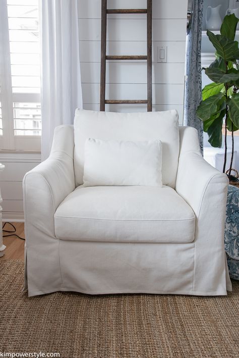 Custom Slipcovers for my Ikea Armchairs Slipcover Armchair, Ikea Farlov, Scandinavian Coastal, Couch Covers Slipcovers, Ikea Armchair, Slipcovered Chair, Ektorp Sofa, White Slipcovers, Overstuffed Chairs