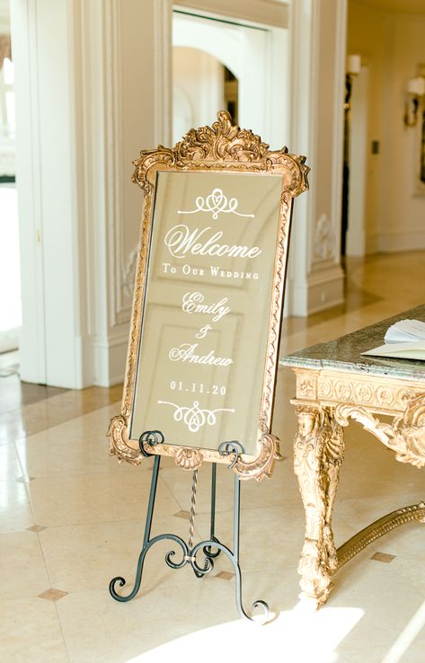 Wedding Decorations Gold And White, Timeless Glamour Wedding, Elegant Wedding Aesthetic Decor, Classy Wedding Venue Ideas, Classic Wedding Welcome Sign, Royal Ball Themed Wedding, Classy Wedding Signs, Antique Gold Wedding Decor, Gold And Pearl Wedding Decor