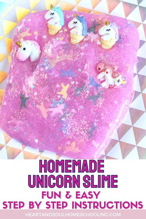 Make this fun and easy homemade unicorn slime with your kids. Perfect sensory activity for anyone who loves unicorns! via @destinyblogger Unicorn Activities Preschool, Unicorn Slime, Educational Activities For Preschoolers, Experiments For Kids, Homemade Slime, Sensory Activity, Easy Science Experiments, Fine Motor Skills Development, Unicorn Toys