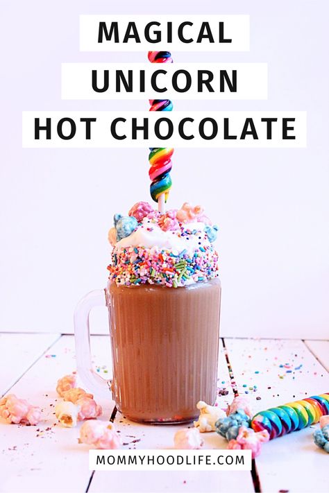 Do you believe in magic? Once you set eyes on this Unicorn Hot Chocolate, in all its hot pink glory… you just might change your tune. This Unicorn Hot Chocolate Recipe will make your childhood dreams come true. It is so sweet and creamy, you can’t help but smile when drinking it! Learn how to make magical unicorn hot chocolate recipe. Click here to see! Unicorn Hot Chocolate Recipe, Unicorn Hot Chocolate, Easy Party Desserts, No Bake Dessert Recipes, Happy Unicorn, Hot Chocolate Recipe, Vanilla Icing, Childhood Dreams, Delicious Drink Recipes