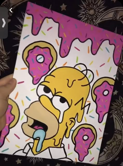 Backwood Painting, Door Painting, Cartoon Art Drawing, Black Canvas Paintings, Trippy Drawings, Disney Paintings, Color Drawing Art, Hippie Painting, Simple Canvas Paintings