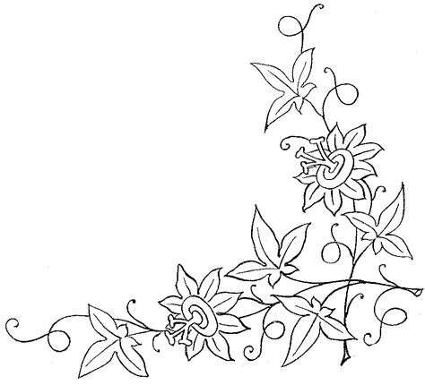 Cool Designs to Draw | Passion Flower – Embroidery Pattern – Needle’nThread.com Pretty Embroidery Patterns, Machine Embroidery Thread, Lily Pattern, Wood Burning Patterns, Flower Stencil, Embroidery Transfers, Learn Embroidery, Japanese Embroidery, Passion Flower