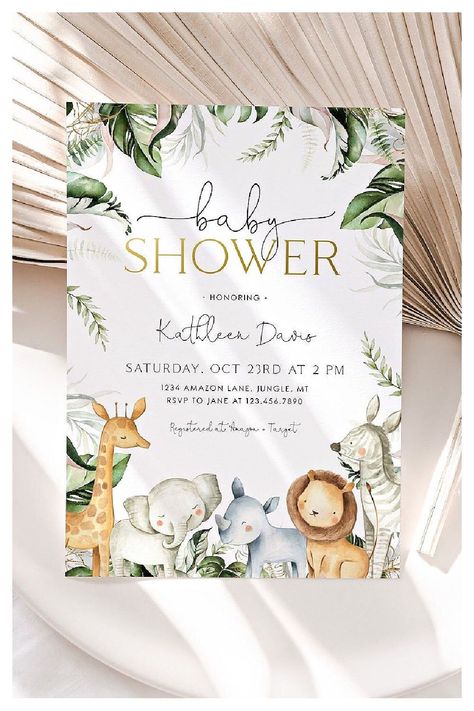 Bearly Wait Baby Shower Invitations, Safari Baby Shower Girl, Safari Baby Shower Boy, Jungle Safari Baby, Jungle Safari Baby Shower, Baby Shower Safari Theme, Safari Baby Shower Invitations, Animal Baby Shower Invitations, Jungle Baby Shower Theme