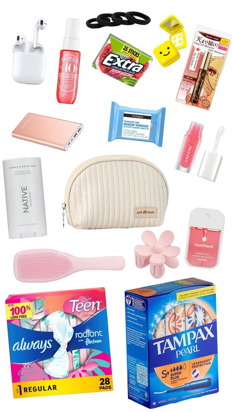 School Emergency kit ⛑️ Period Life Hacks, Fragrance Free Makeup, Month Workout Challenge, School Emergency Kit, School Backpack Essentials, Girl Kit, Room Organization Bedroom, Period Kit, Backpack Essentials