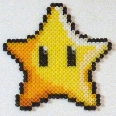 Hama Beads Mario, Hama Mario, Perler Bead Mario, Mario Star, Hama Art, Pokemon Bead, Nerd Crafts, Pearl Beads Pattern, Hama Beads Design