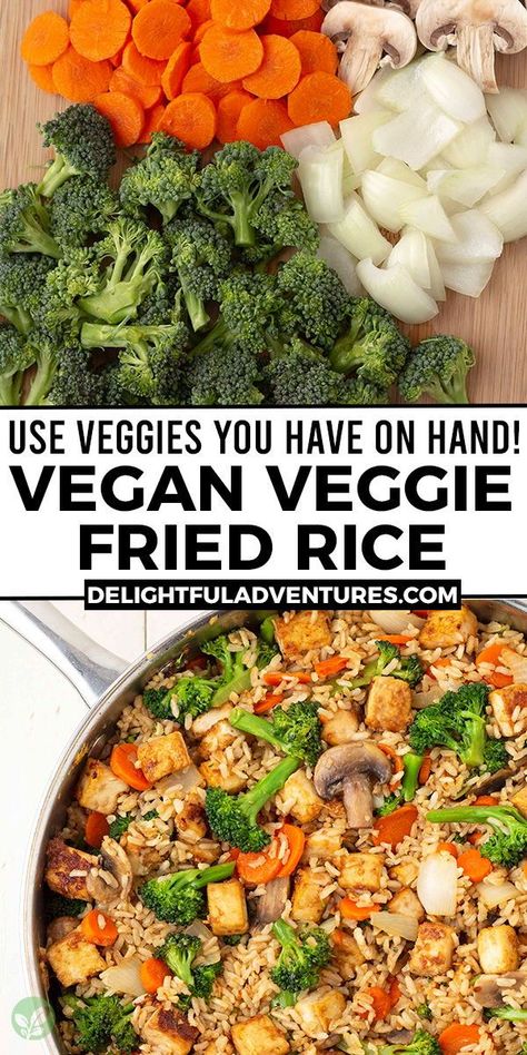 Recipes No Meat, Vegan Fried Rice Recipe, Vegan Main Dish, Ginger Tofu, Garlic Tofu, Vegan Fried Rice, Healthy Vegan Dinner Recipes, Healthy Vegan Dinner, Vegan Recipes Beginner