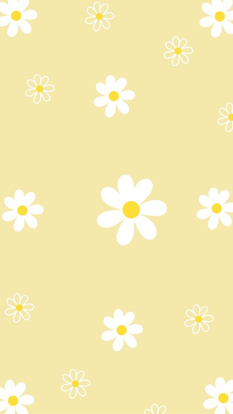 Cartoon Daisy Flower Wallpaper, Yellow Daisy Background, Cute Flowers Background, Daisy Screensavers, Spring Cartoon Aesthetic, Cute Wallpapers For Spring, Yellow Daisy Aesthetic Wallpaper, Happy Background Aesthetic, Flower Backgrounds Aesthetic