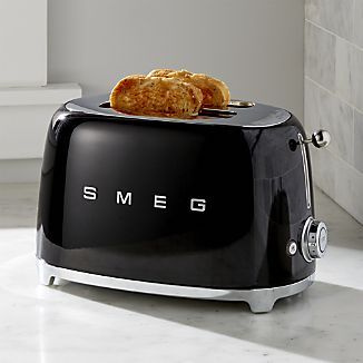 Smeg Black 2-Slice Retro Toaster Smeg Products, Smeg Black, Blue Toaster, Mini Toaster, Smeg Toaster, Retro Kitchen Appliances, Retro Toaster, Countertop Convection Oven, Retro Refrigerator