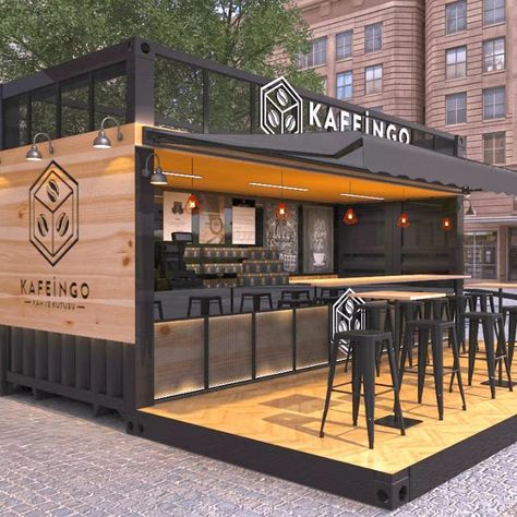 Container Coffee Shop, درج السلم, Container Restaurant, Container Cafe, Outdoor Restaurant Design, Food Kiosk, Container Bar, Cafe Shop Design, Container Architecture