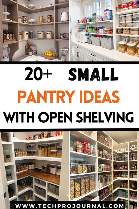 This collection of small pantry ideas with open shelving will inspire you to maximize storage and style. Small pantry ideas with open shelving are perfect for keeping essentials organized while adding a modern touch to your kitchen. Bottom Of Pantry Storage Ideas, Small Walk In Pantry Closet, Pantry And Storage Room, Pantry Storage Shelving, Pantry Organization Clear Containers, Organize Open Shelves Kitchen, Pantry Shelving Organization Ideas, Build A Pantry Small Kitchens, Flat Pantry Ideas