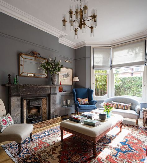 Country Living Room Design, London Interior Design, Victorian Living Room, London Interior, Edwardian House, London House, Country Living Room, Design Living Room, A Living Room