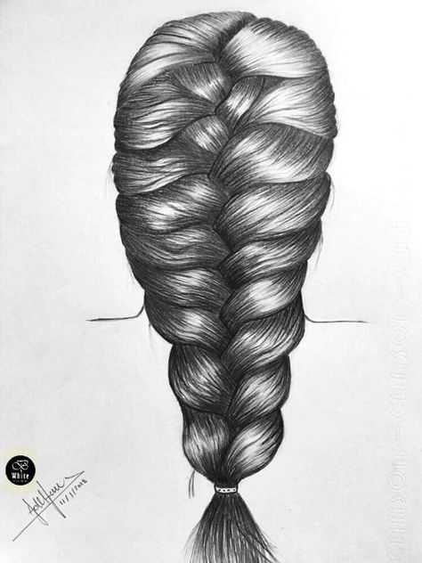 Hair Style Sketches Pencil, Cross Hatching Drawing Sketches, Draw Braids, Realistic Hair Drawing, How To Draw Braids, Butterfly Art Drawing, Abstract Pencil Drawings, Draw Hair, Hair Illustration