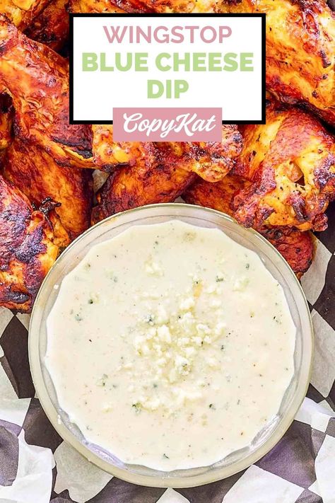 Wingstop Blue Cheese Dip is great with chicken wings and veggies. The combination of blue cheese and ranch dressing flavors makes it incredible. This creamy dip is also a great salad dressing. Get the easy copycat recipe and find out how to make the best blue ranch cheese dip with buttermilk. Homemade ranch and blue cheese dip is so simple and tastes great. No need to go to the restaurant when you can DIY at home. Buttermilk Homemade, Blue Cheese Dip Recipe, Blue Cheese Dipping Sauce, Blue Cheese Dressing Recipe, Blue Cheese Recipes, Spicy Chicken Sandwiches, Blue Cheese Dip, Blue Cheese Sauce, Homemade Sauce Recipes