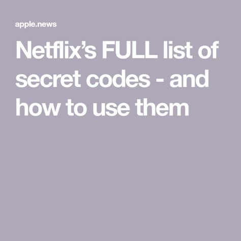 Netflix’s FULL list of secret codes - and how to use them Netflix Search Codes, Code Secret Website, Netflix Hidden Codes, Free Streaming Websites, Free Netflix Codes, Netflix Suggestions, Netflix Movie List, Teardrop Trailer Plans, Code Meaning