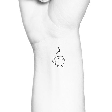 Fine Line Coffee Cup Tattoo, Coffee Tattoo Ideas Minimalist, Mise En Place Tattoo, Knitting Tattoo Ideas, Dark Fantasy Tattoo, Tea Cup Tattoo, Show Tattoo Ideas, Friends Tv Show Tattoo Ideas, Friends Tv Show Tattoo