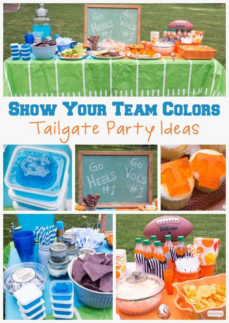 Live in a house divided when it comes to sports teams? Kickoff football season with a show your team colors party with food and decor that m... Tailgating Party Ideas, Football Themed Desserts, Tailgating Setup, Football Tailgate Party, Cheese Dreams, Blueberry Jelly, Tennessee Volunteers Football, Kentucky Football, Colors Party