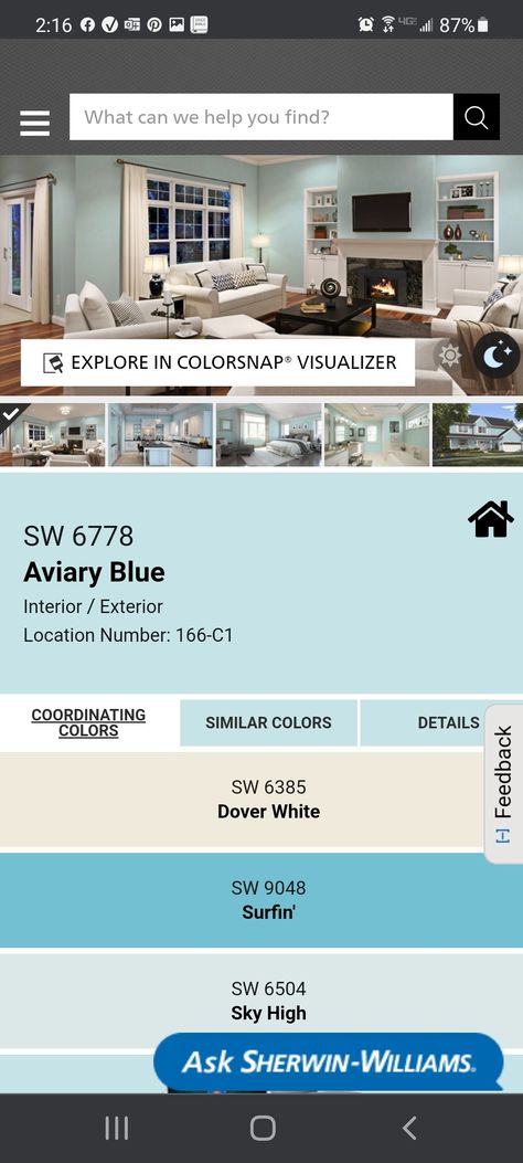 Sherwin Williams Aviary Blue, Aviary Blue Sherwin Williams, Blue Paint Color, Dover White, Blue Paint Colors, Sherwin Williams Paint Colors, Paint Projects, Exterior Paint Colors, Blue Kitchens