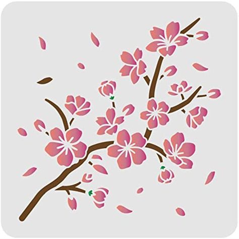 Cherry Blossom Stencil Template 11.8x11.8inch Plastic Cherry Blossom Branch Drawing Painting Stencils Square Reusable Flowers Stencils for Home Decor Painting and DIY Projects - Walmart.com Cherry Blossom Branch Drawing, Blossom Branch Drawing, Cherry Blossom Stencil, Branch Drawing, Painted Wood Floors, Eagle Drawing, Painting Stencils, Blossom Branch, Cherry Blossom Branch