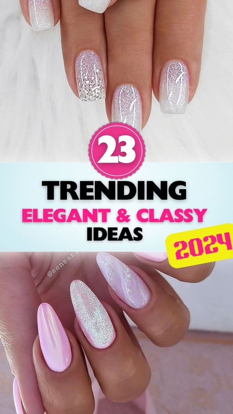 Elegant nail ideas for 2024 that exude class and sophistication. Perfect for every stylish woman. Fun But Elegant Nails, Special Occasion Nails Acrylic, Wedding Attendee Nails, Elegant Dip Nail Designs, Perfect Dip Nails, Gel Nail Designs Elegant, Fancy Gel Nails Design, French Nail Designs With Glitter, Dip Nail Trends 2024